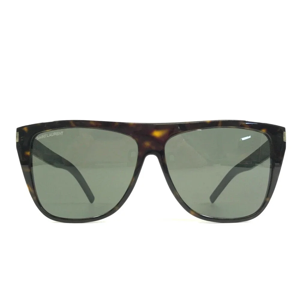 Saint Laurent Sunglasses SL 1 SLIM 002 Dark Tortoise Frames w/ Green Lenses